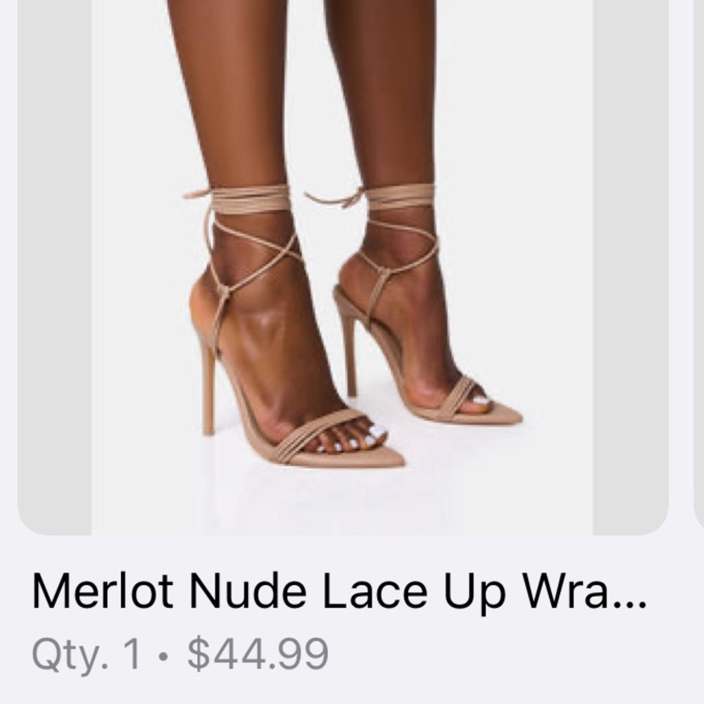 Public Desire Merlot Lace-Up Heels - Nude